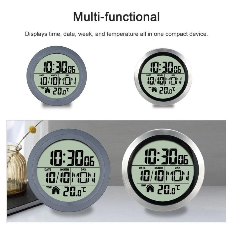 No Punching Suction Cup Clock Home Clock Waterproof Bathroom Washroom Clock Kitchen Clock LCD Digital Display Clock Temperature Detector  |   Temperature & Humidity Measurements Measurement & Analysis Instruments Dark Gray/Silver