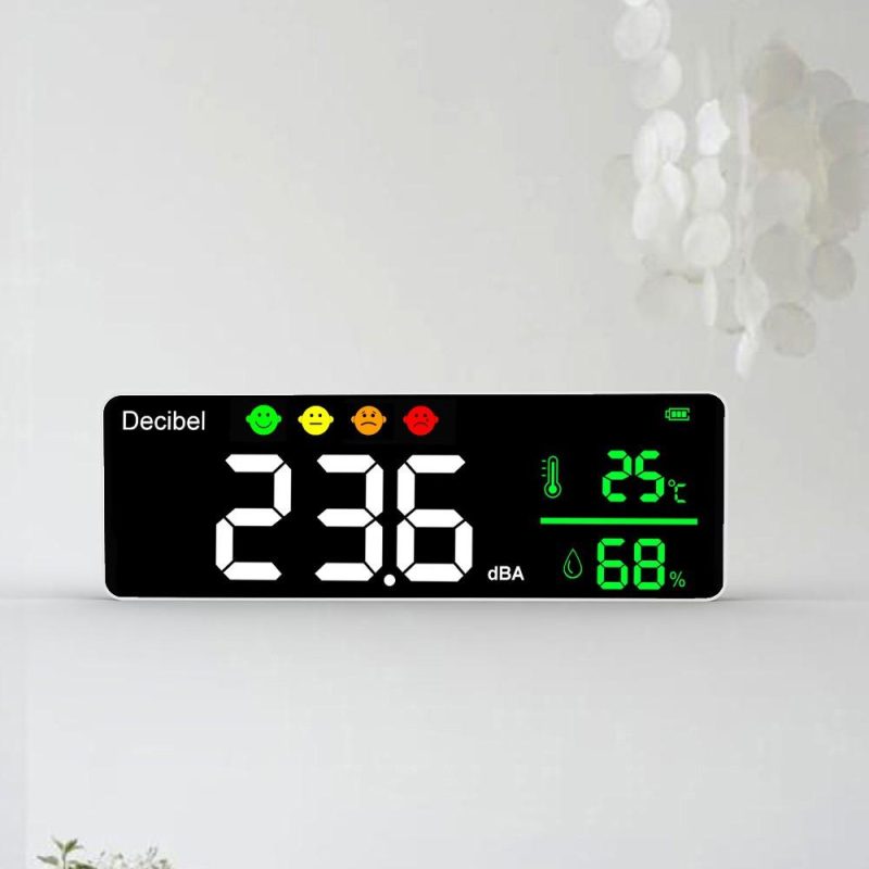 Noise Measuring Instrument Digital Decibel Sound Meter Temperature Meter Humidity Meter 3-in-1 Detector Indoor Wall Mounted Large Screen Tester  |   Other Instruments Measurement & Analysis Instruments Black