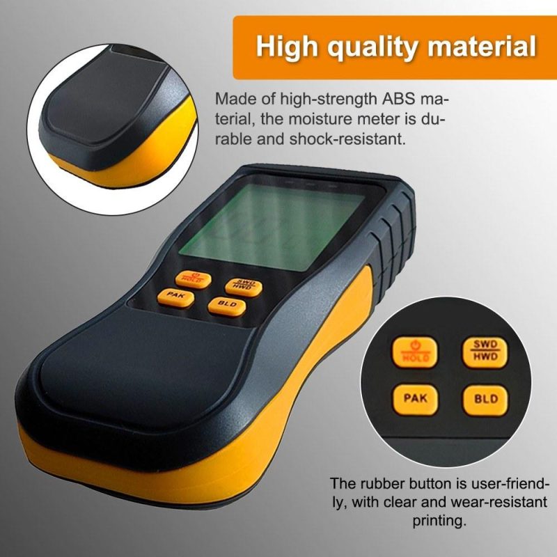 Non-Destructive Moisture Meter LCD Digital Wood Humidity Tester with LED Backlight Support 4 Working Modes for Wood Building Materials Packaging Materials  |   Other Instruments Measurement & Analysis Instruments Black