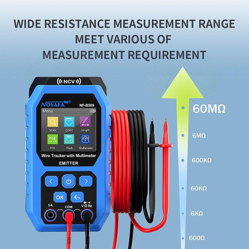 NOYAFA Network Cable Tester Wire Tracker with Multimeter Ethernet Cable Tester Port Flashing NCV Anti-Burn AC DC Voltmeter POE Tester Anti-Jamming Signal Sensor Probe  |   Other Instruments Measurement & Analysis Instruments Blue