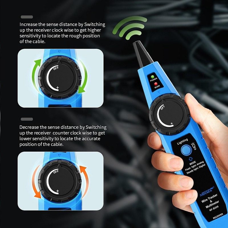 NOYAFA Network Cable Tester Wire Tracker with Multimeter Ethernet Cable Tester Port Flashing NCV Anti-Burn AC DC Voltmeter POE Tester Anti-Jamming Signal Sensor Probe  |   Other Instruments Measurement & Analysis Instruments Blue