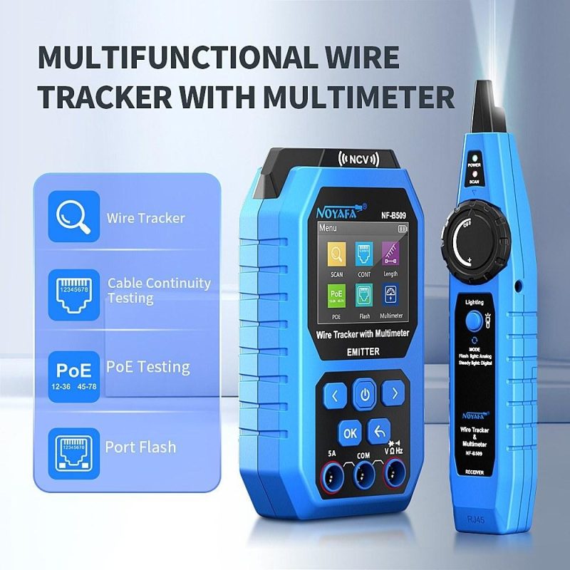 NOYAFA Network Cable Tester Wire Tracker with Multimeter Ethernet Cable Tester Port Flashing NCV Anti-Burn AC DC Voltmeter POE Tester Anti-Jamming Signal Sensor Probe  |   Other Instruments Measurement & Analysis Instruments Blue