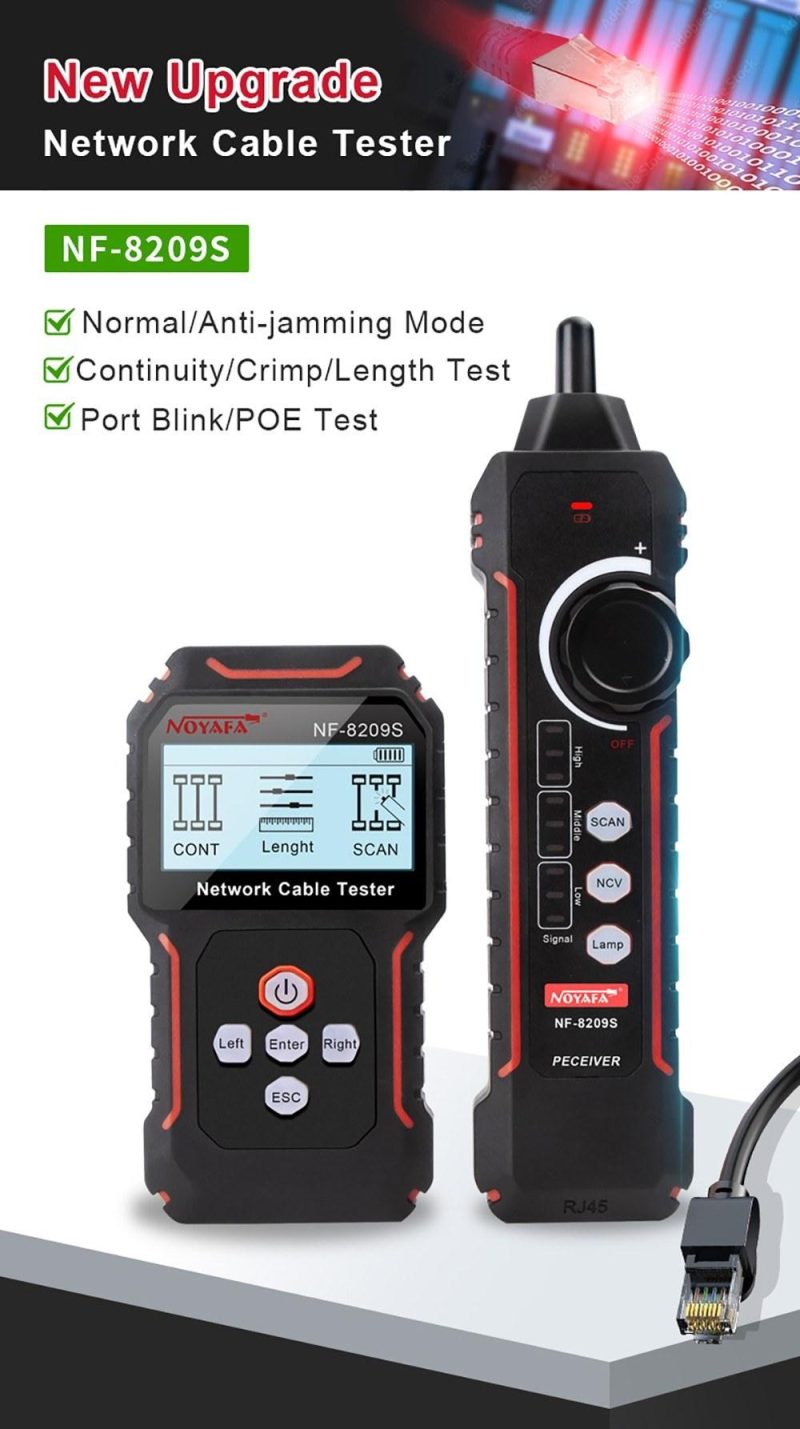 NOYAFA NF-8209S POE Wire Checker LCD Display Measure Length LAN Cable Cat5 Cat6 LAN Test Network Tool Scan Cable Wiremap Tester  |   Other Instruments Measurement & Analysis Instruments Black