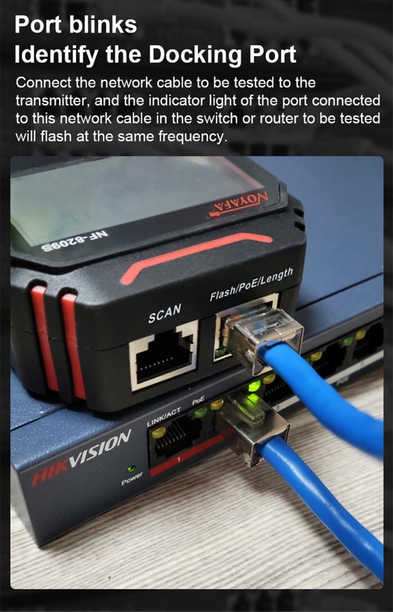 NOYAFA NF-8209S POE Wire Checker LCD Display Measure Length LAN Cable Cat5 Cat6 LAN Test Network Tool Scan Cable Wiremap Tester  |   Other Instruments Measurement & Analysis Instruments Black