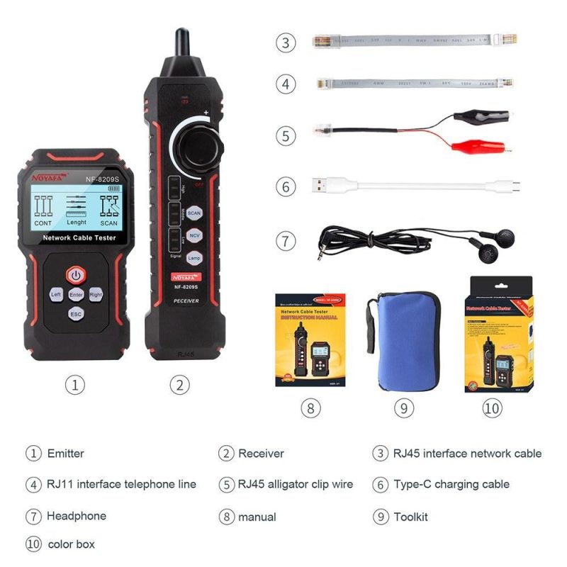 NOYAFA NF-8209S POE Wire Checker LCD Display Measure Length LAN Cable Cat5 Cat6 LAN Test Network Tool Scan Cable Wiremap Tester  |   Other Instruments Measurement & Analysis Instruments Black