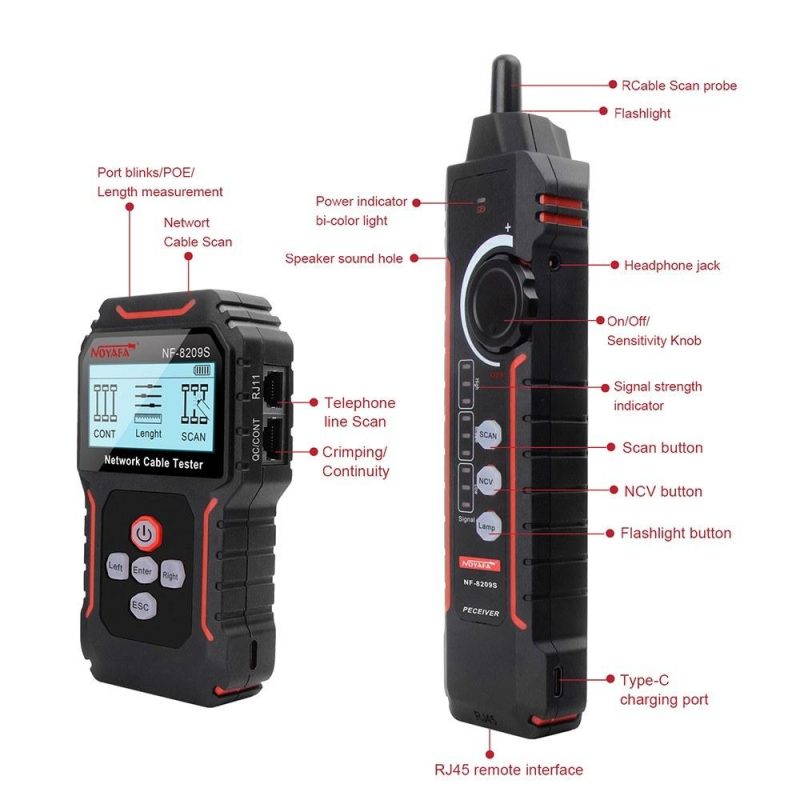 NOYAFA NF-8209S POE Wire Checker LCD Display Measure Length LAN Cable Cat5 Cat6 LAN Test Network Tool Scan Cable Wiremap Tester  |   Other Instruments Measurement & Analysis Instruments Black