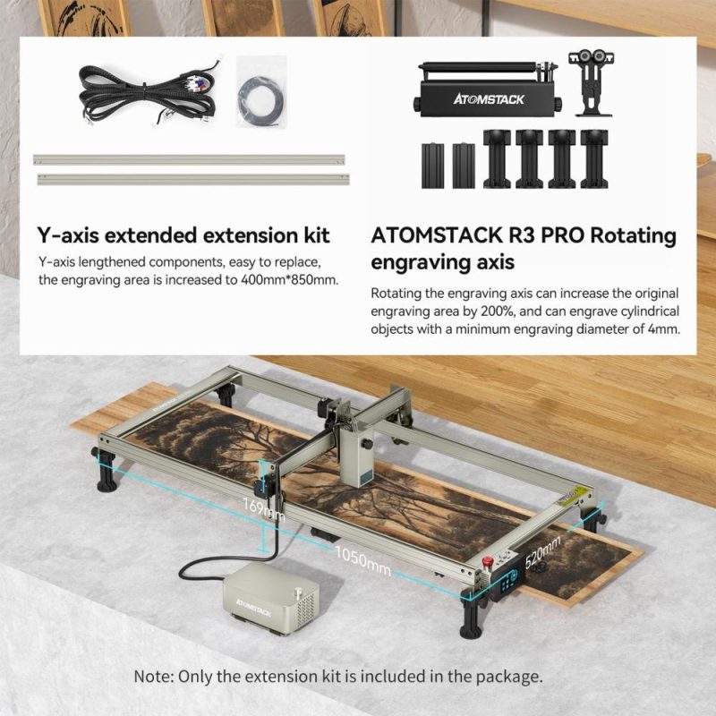 Original ATOMSTACK S20 PRO Laser Engraving Machine Engraving Area Y-axis Extension Kit Expand to 850x400mm  |   Laser Equipment Laser Equipment Laser Equipment