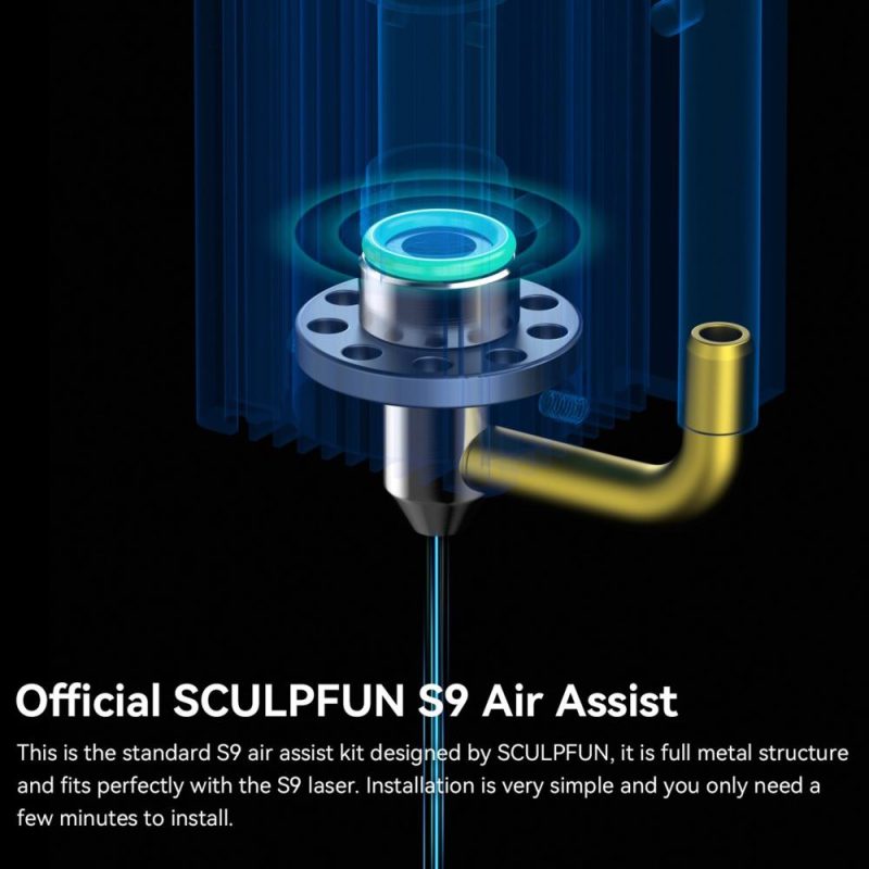 Original SCULPFUN S9 Air Assist Nozzle Kit（Without Air Pump） High Speed Air Assist Full Metal Structure Perfectly Fits S9 Lasers Easy to Install Upgraded Laser Engraving and Cutting Machine Accessory  |   Laser Equipment Laser Equipment Laser Equipment