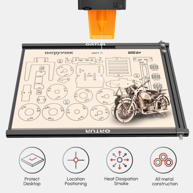 ORTUR LEP1.0 Laser Cutting Aluminum Working Table All-metal Board Platform 448x400mm  |   Laser Equipment Laser Equipment Laser Equipment