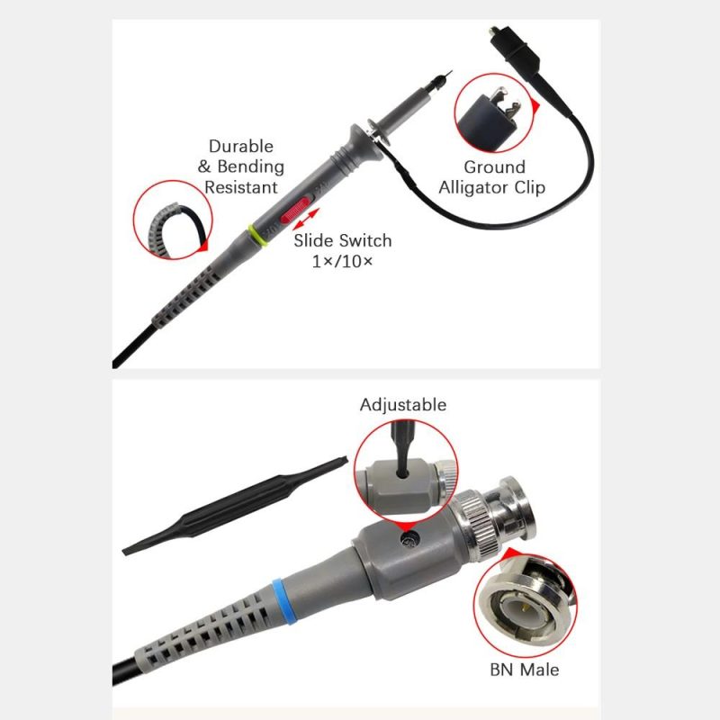 Oscilloscope Probe with Accessories Kit 100MHz Oscilloscope Clip Probes  |   Electrical Measuring Tools Electrical Measuring Tools Electrical Measuring Tools