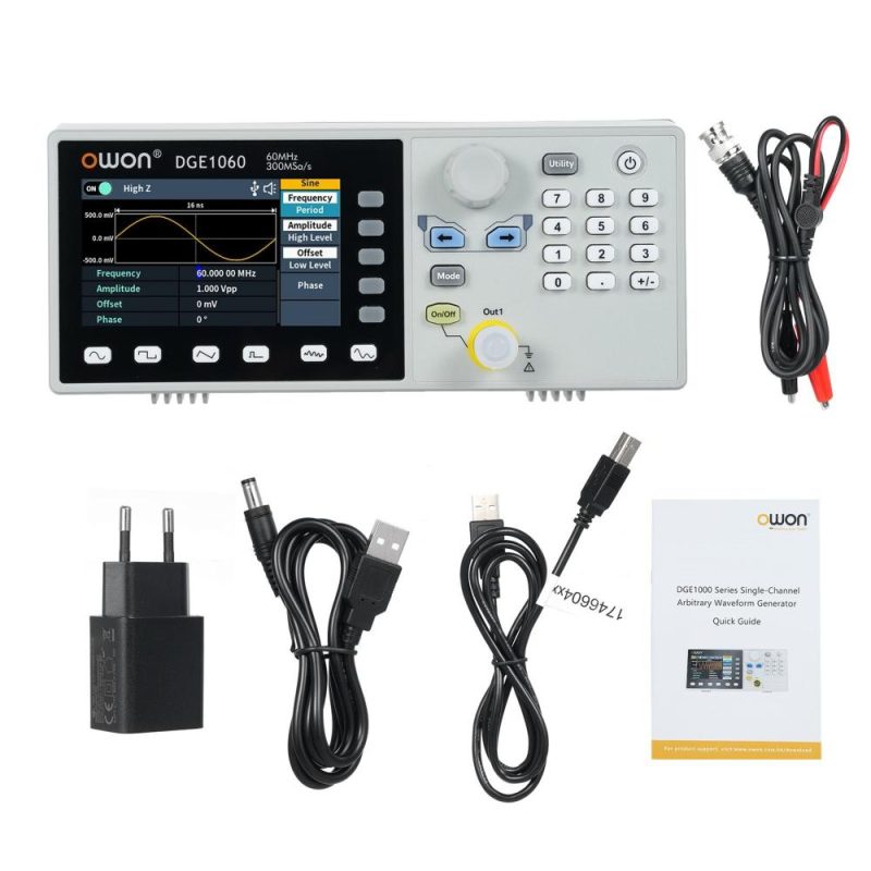 OWON DGE1060 60MHz 300MSa/s Arbitrary Waveform Generator Single Channel 1CH 3.6inch LCD Display Benchtop 14Bits   Waveform Generator  |   Others Others Others