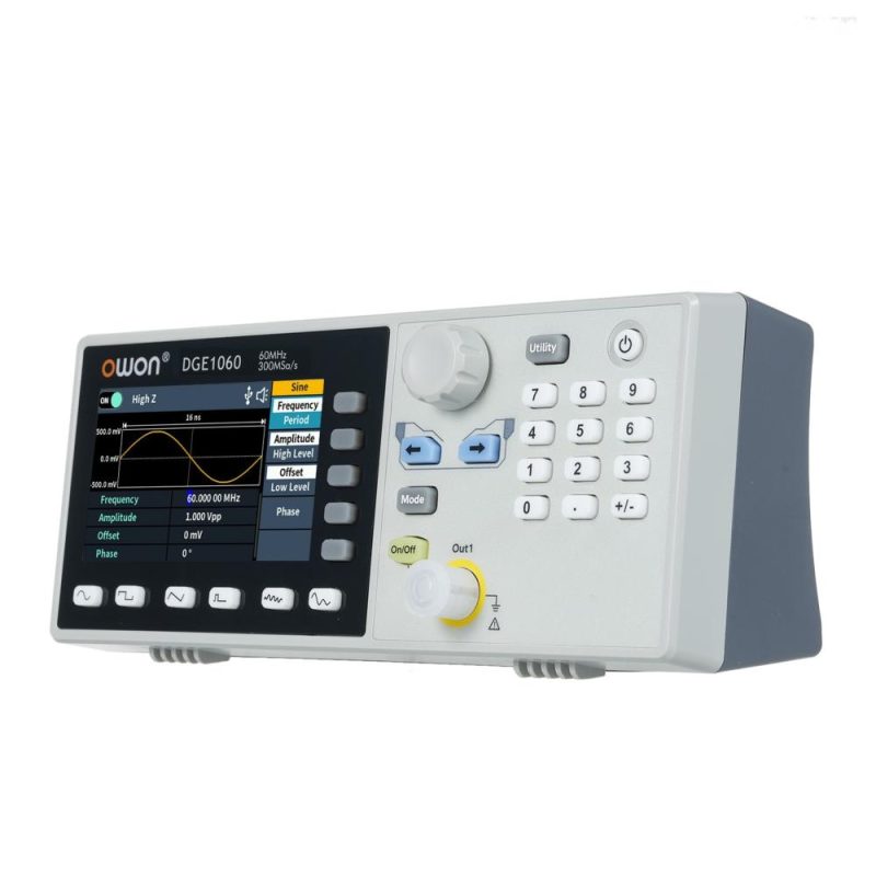 OWON DGE1060 60MHz 300MSa/s Arbitrary Waveform Generator Single Channel 1CH 3.6inch LCD Display Benchtop 14Bits   Waveform Generator  |   Others Others Others