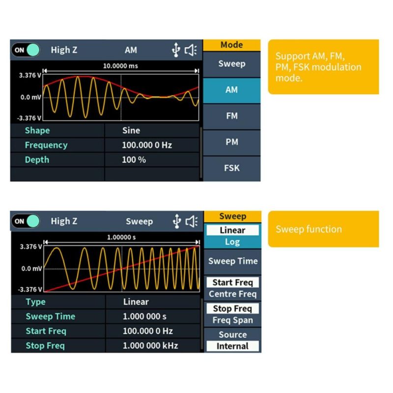 OWON DGE1060 60MHz 300MSa/s Arbitrary Waveform Generator Single Channel 1CH 3.6inch LCD Display Benchtop 14Bits   Waveform Generator  |   Others Others Others