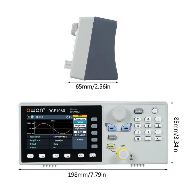 OWON DGE1060 60MHz 300MSa/s Arbitrary Waveform Generator Single Channel 1CH 3.6inch LCD Display Benchtop 14Bits   Waveform Generator  |   Others Others Others