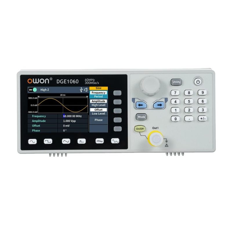 OWON DGE1060 60MHz 300MSa/s Arbitrary Waveform Generator Single Channel 1CH 3.6inch LCD Display Benchtop 14Bits   Waveform Generator  |   Others Others Others