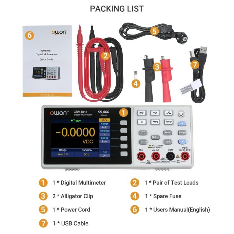 Owon High Accuracy Universal Ammeter 55,000 Counts Digital Multimeter with 3.7-inch TFT LCD Screen  |   Digital Multimeters & Oscilloscopes Digital Multimeters & Oscilloscopes Digital Multimeters & Oscilloscopes