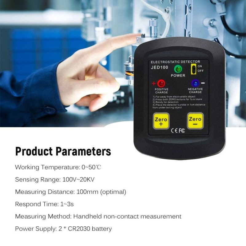 Palm-size Electrostatic Detector Portable Electrostatic Tester Electrostatic Analyzer 100V~20KV ESD Test Meter Gauge  |   Other Instruments Measurement & Analysis Instruments Black