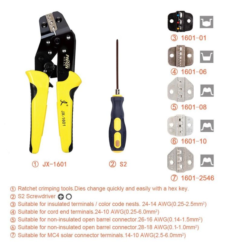 PARON Professional Wire Crimpers Multifunctional Engineering Ratcheting Terminal Crimping Pliers Wire Strippers Bootlace Ferrule Crimper Tool Cord End Terminals Pliers Kit  |   Pliers Pliers Pliers