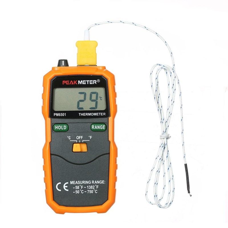 PEAKMETER PM6501 LCD Display K Type Temperature Meter Thermocouple W/Data Hold/Logging Digital Thermometer  |   Temperature & Humidity Measurements Measurement & Analysis Instruments Orange