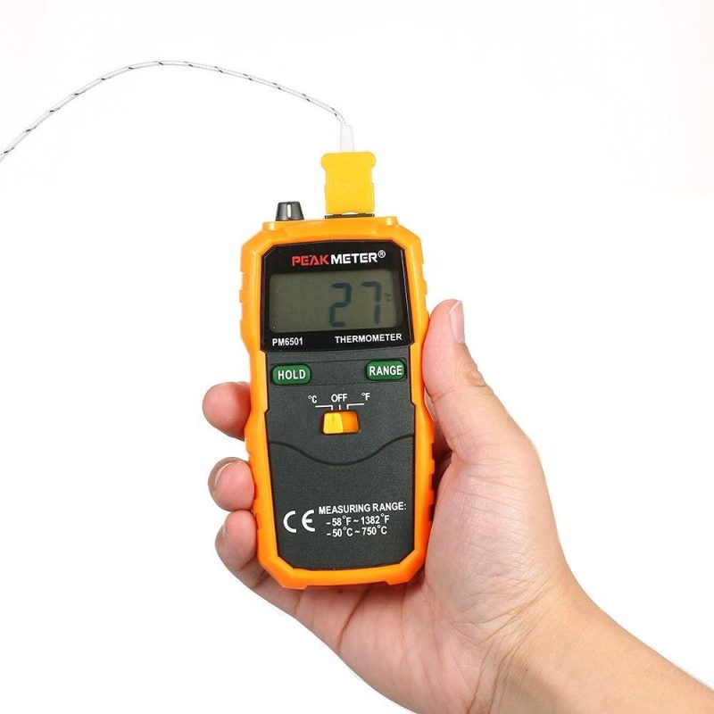 PEAKMETER PM6501 LCD Display K Type Temperature Meter Thermocouple W/Data Hold/Logging Digital Thermometer  |   Temperature & Humidity Measurements Measurement & Analysis Instruments Orange