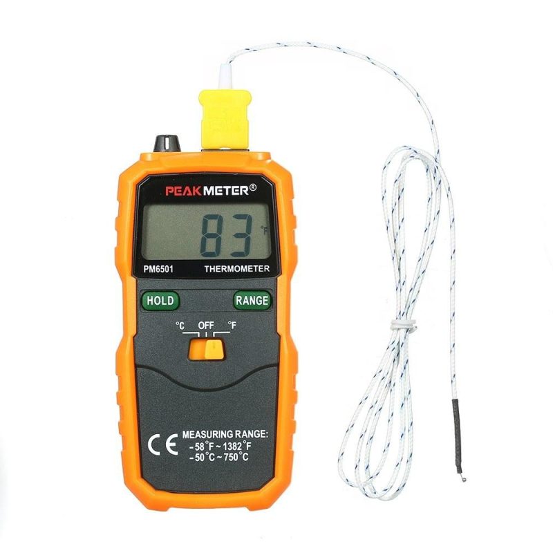 PEAKMETER PM6501 LCD Display K Type Temperature Meter Thermocouple W/Data Hold/Logging Digital Thermometer  |   Temperature & Humidity Measurements Measurement & Analysis Instruments Orange