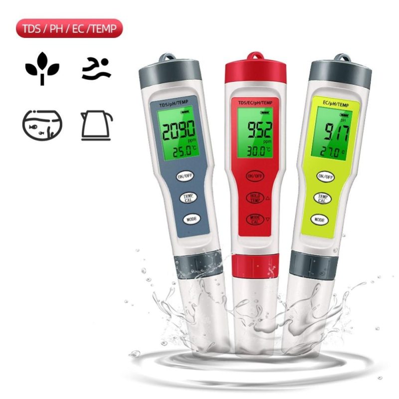 PEZ9908 Portable Handheld Water Quality Tester 4 In 1 PH Total Dissolved Solids EC Temperature Detector Multi-functional Test Pen Backlight Screen ℃/℉ Unit Conversion  |   Water quality analysis equipment Measurement & Analysis Instruments Water quality analysis equipment