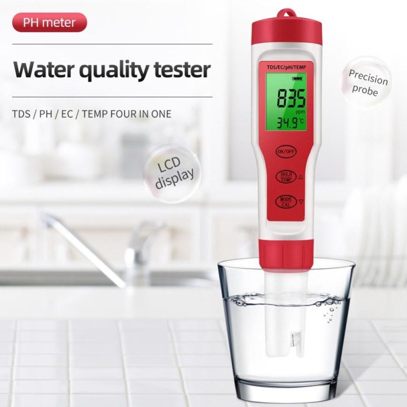 PEZ9908 Portable Handheld Water Quality Tester 4 In 1 PH Total Dissolved Solids EC Temperature Detector Multi-functional Test Pen Backlight Screen ℃/℉ Unit Conversion  |   Water quality analysis equipment Measurement & Analysis Instruments Water quality analysis equipment