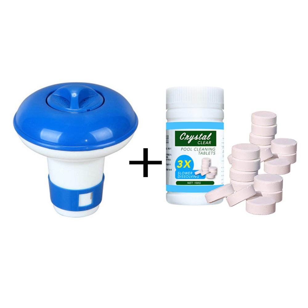 Pool Cleaning Float With 100pcs Purifier Tablets Swimming Pool Chlorine Dispenser Kit  |   Other Nature Element Measurements Measurement & Analysis Instruments Blue+White