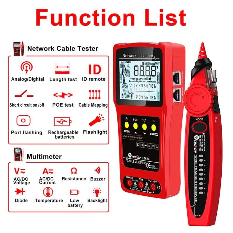 Portable 2in1 Network Cable Finder Multifunctional Cable Tester Multimeter with LCD Display ET624  |   Other Instruments Measurement & Analysis Instruments Other Instruments