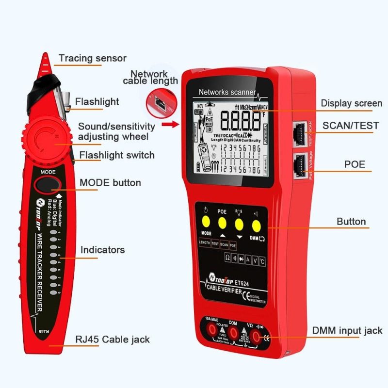 Portable 2in1 Network Cable Finder Multifunctional Cable Tester Multimeter with LCD Display ET624  |   Other Instruments Measurement & Analysis Instruments Other Instruments