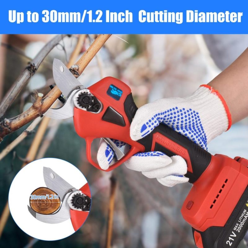 Portable Cordless Electric Pruning Shears 30mm/1.2 Inch Cutting Diameter 2 Pack 21V 2000mAh Lithium-ion Battery Powered  |   Electrical Equipment & Supplies Electrical Equipment & Supplies Electrical Equipment & Supplies