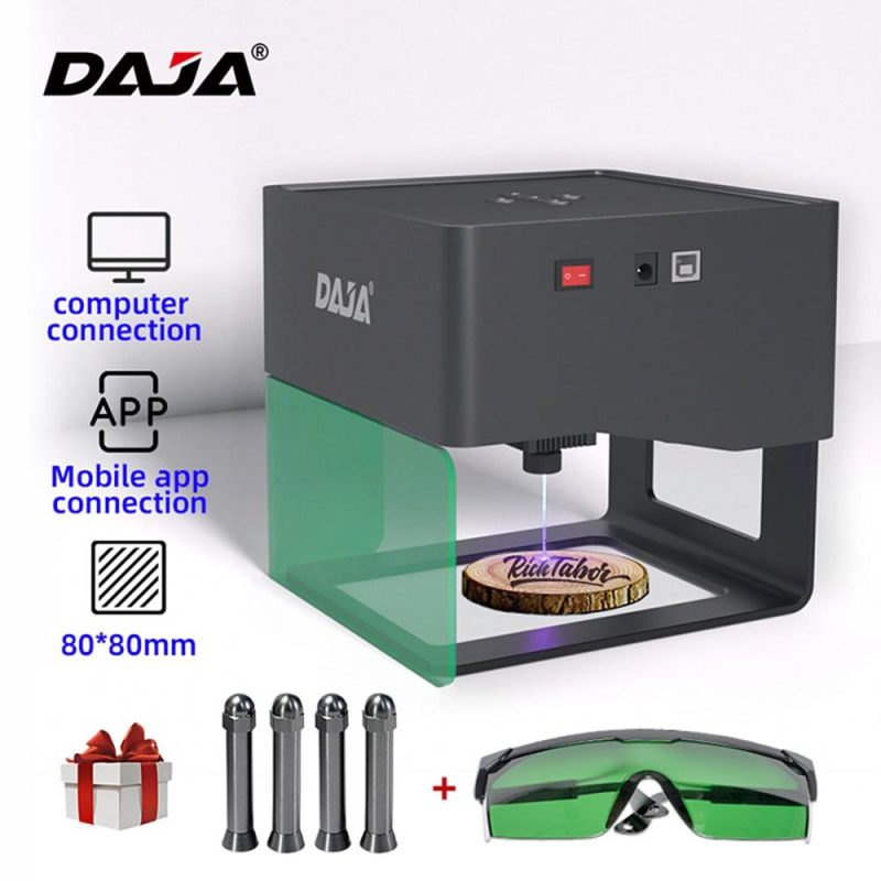 Portable DAJA DJ6 3W Laser Engraver with 4Pcs Raised Columns + Goggles 80x80mm Carving Area  |   Laser Equipment Laser Equipment Laser Equipment