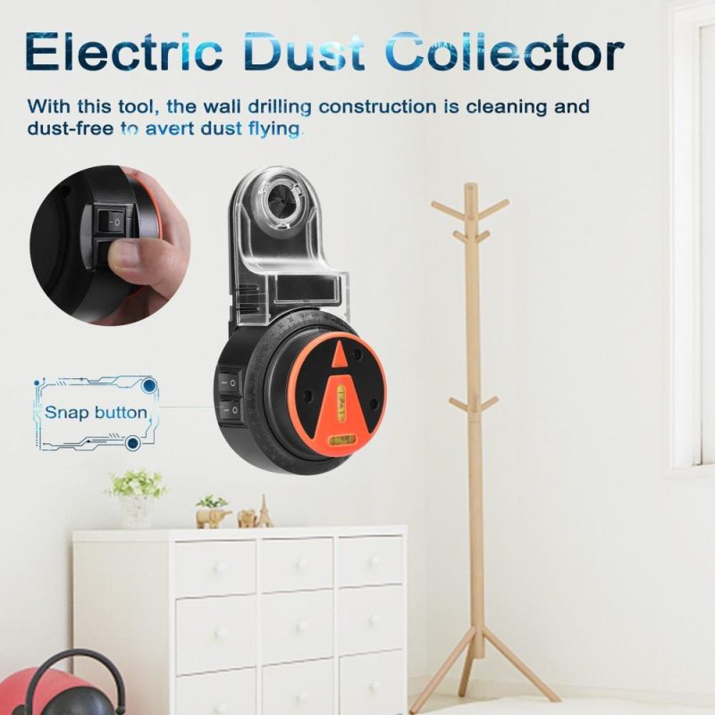 Portable Detachable Dust Collector 2 In 1 Wall Electric Drilling Dust Collector Laser Level Electric Self-mounting Vacuum Sucker Drilling Dust Collector 360° Lasing with 2 Horizontal Bubbles  |   Other Instruments Measurement & Analysis Instruments Black