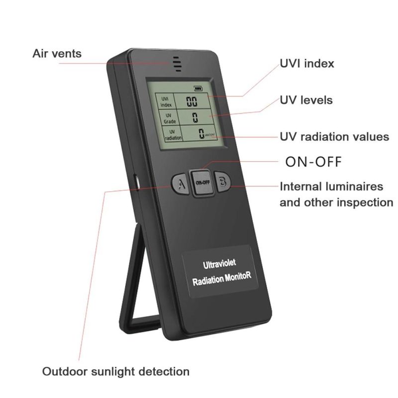 Portable Digital Ultraviolet Radiation Detector Ultraviolet  UVI Meter Radiometer Tester Protective Equipment Testing  |   Other Nature Element Measurements Measurement & Analysis Instruments Black