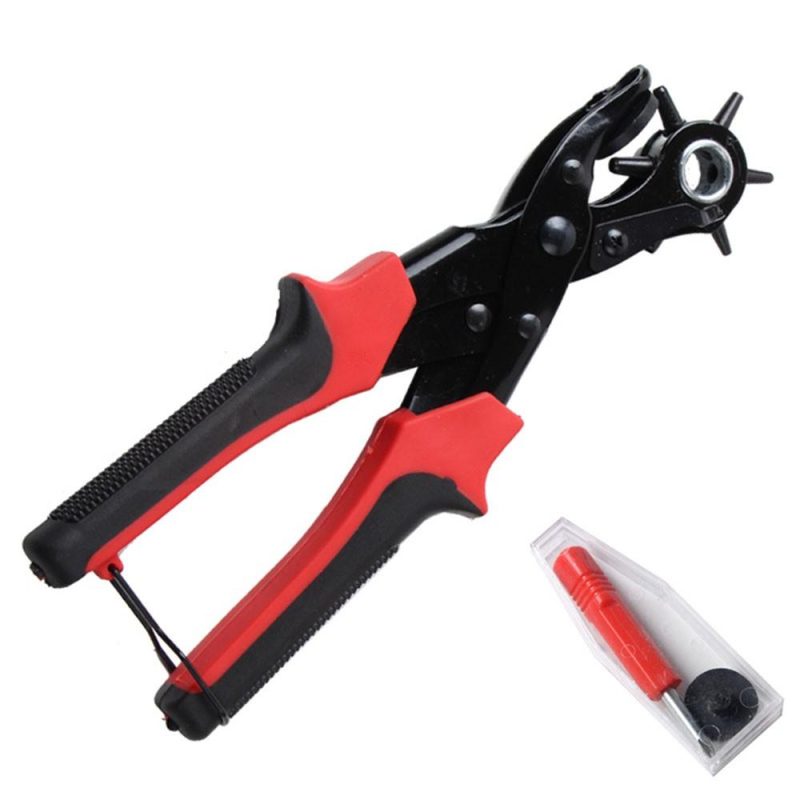 Portable Durable Multi-Function Belt Punch Manual Labor-Saving Round Hole / Elliptical Hole / Flat Hole Punching Forceps  |   Others Hardware & Gadgets Black + Red