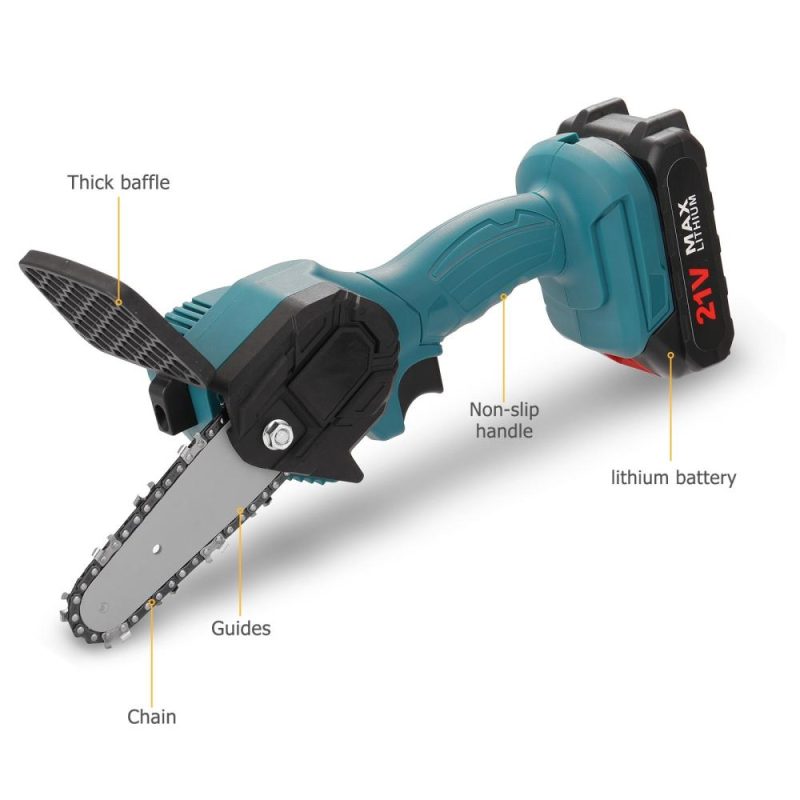 Portable Electric Pruning Saw Rechargeable Small Electric Saws Woodworking One-handed Electric Saw Garden Logging Mini Brushed Electric Chain Saw  |   Electrical Equipment & Supplies Electrical Equipment & Supplies Blue