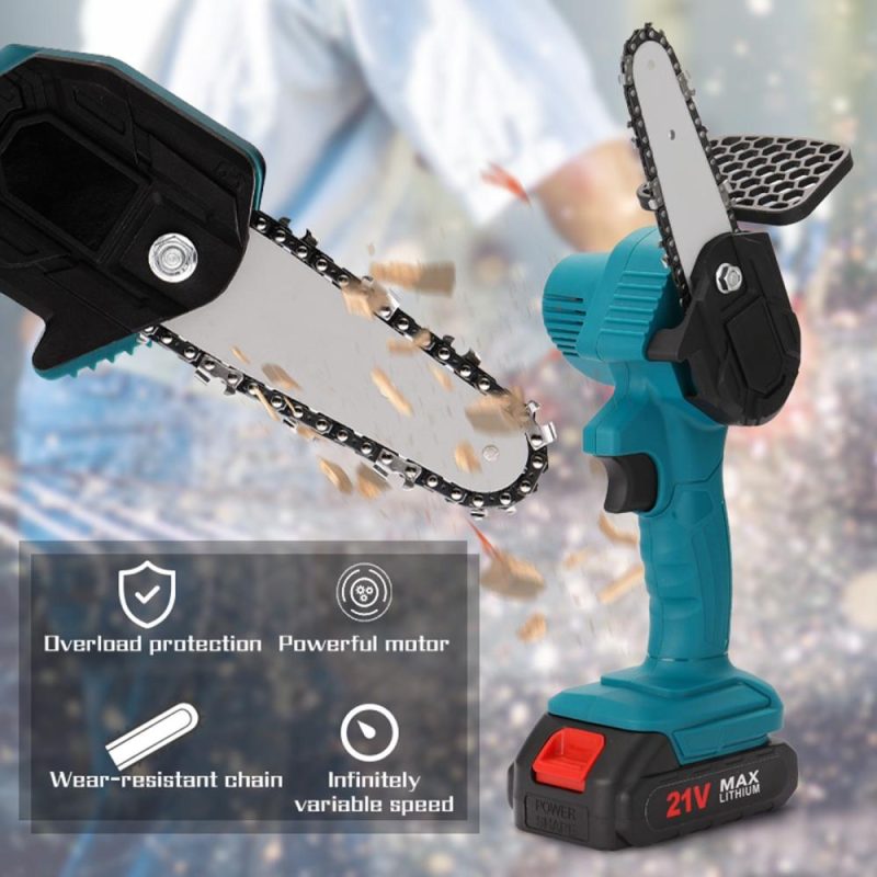 Portable Electric Pruning Saw Rechargeable Small Electric Saws Woodworking One-handed Electric Saw Garden Logging Mini Brushed Electric Chain Saw  |   Electrical Equipment & Supplies Electrical Equipment & Supplies Blue