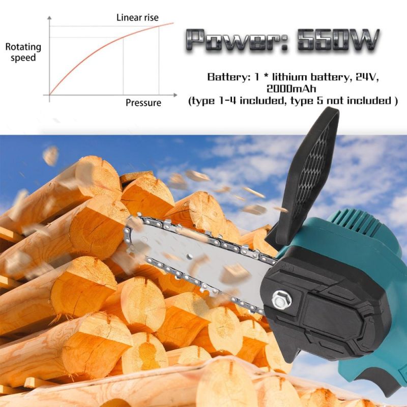 Portable Electric Pruning Saw Rechargeable Small Electric Saws Woodworking One-handed Electric Saw Garden Logging Mini Brushed Electric Chain Saw  |   Electrical Equipment & Supplies Electrical Equipment & Supplies Blue