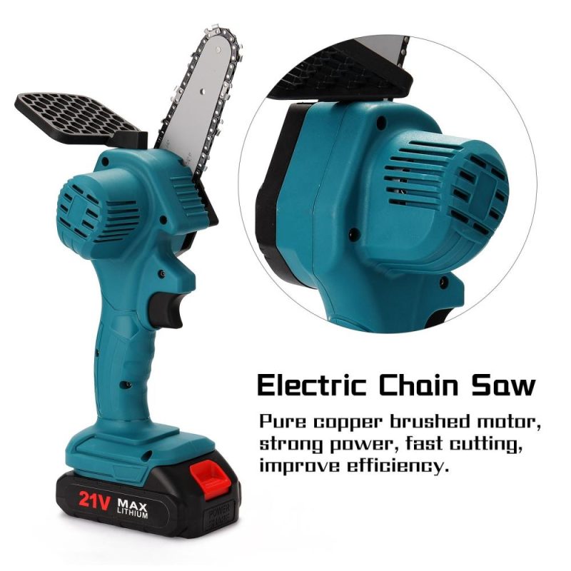 Portable Electric Pruning Saw Rechargeable Small Electric Saws Woodworking One-handed Electric Saw Garden Logging Mini Brushed Electric Chain Saw  |   Electrical Equipment & Supplies Electrical Equipment & Supplies Blue