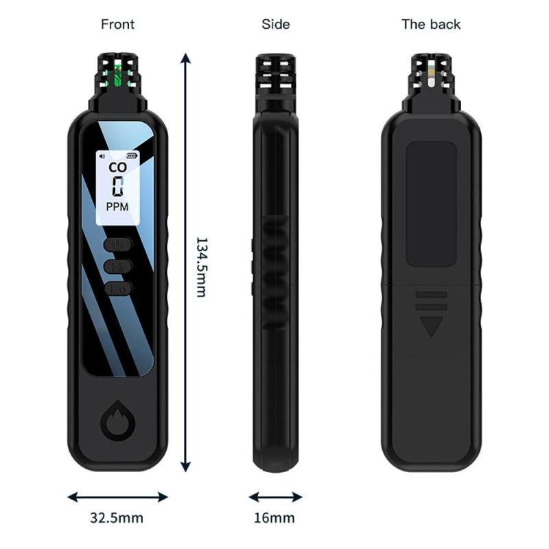 Portable Electrochemical Sensor CO Tester 1.1inch LCD Screen Carbon Monoxide Detector with Sound Lihgt Alarm and Low Battery Reminder Function  |   Gas detection equipment Gas detection equipment Black + White