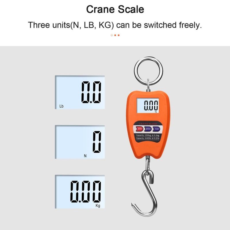 Portable Electronic Luggage Scale Multifunctional Digital Scales LCD Display Travel High Accurate Handheld Weighing Tool Hook Hung Scale Compact Crane Scale  |   Digital Scales Digital Scales Black & Orange