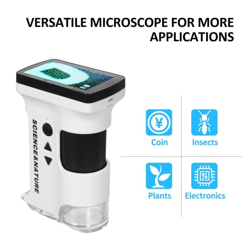 Portable Handheld Microscope for Kids 6X~80X HD Microscopes Catch Video & Photo Rechargeable Pocket Digital Microscope 2.7” Screen with White and UV Lights Educational Science Gift for Children  |   Microscopes & Endoscope Measurement & Analysis Instruments Microscopes & Endoscope