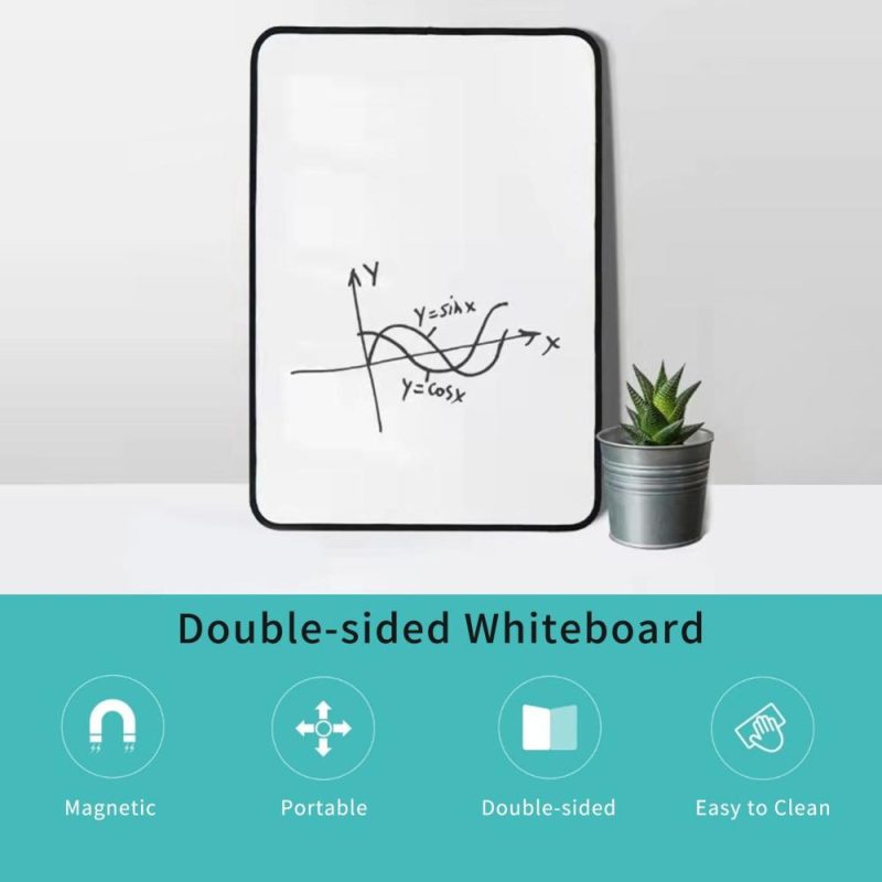 Portable Magnetic Dry Erase Board Double-Sided White Board Handwriting Whiteboard Easy to Clean for Children Adults Drawing Writing Planning Memo Board Office School Home Supplies  |   Others Others Black/Pink/Yellow/Blue