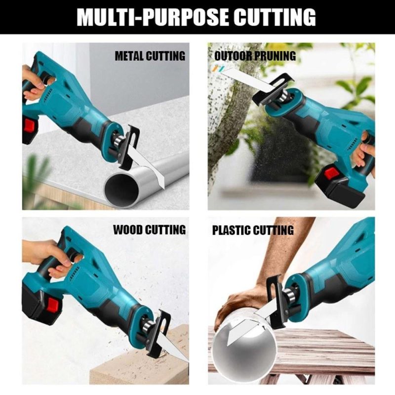 Portable Multifunctional Reciprocating Saws Outdoor Saber Saws Electric Power Tools for Cutting Metal Wood PVC Plastics 2pcs batteries  |   Electrical Equipment & Supplies Electrical Equipment & Supplies Black