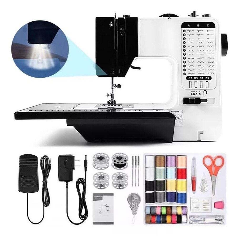 Portable Sewing Machine with Extension Table Built-in 38 Stitches Electric Sewing Machine Dual Speed Adjustable Supports Reverse Sewing/Auto Thread Winding/Sew Sleeves with LED Light for Beginners  |   Electrical Equipment & Supplies Electrical Equipment & Supplies Black + White