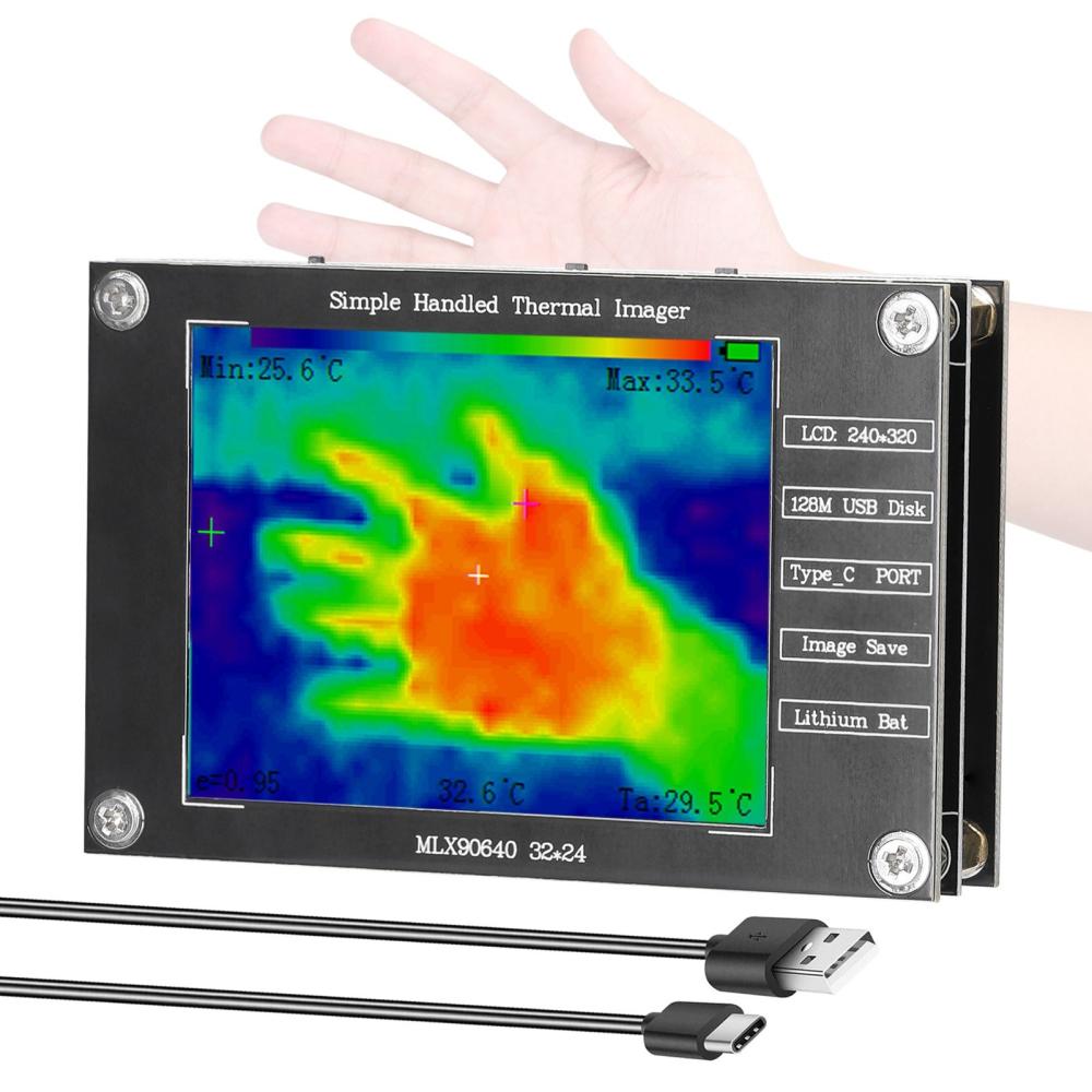 Portable Thermal Imager -40℃ to 300℃ Small Thermal Imaging Camera Support Maximum Minimum Center Temperature Measurement Picture Saving 2.8inch TFT Display with Type-C Interface  |   Temperature & Humidity Measurements Measurement & Analysis Instruments Grey