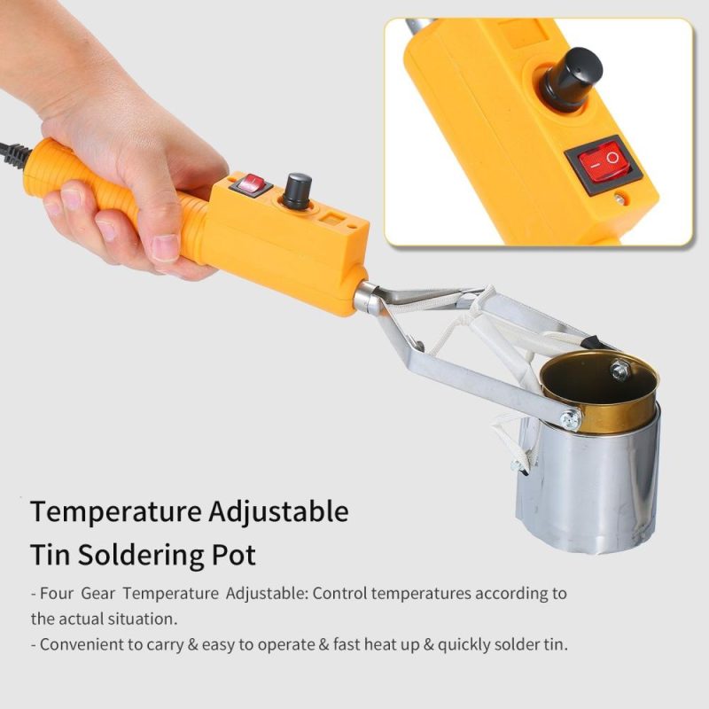 Portable Titanium Alloy Tin Furnace Temperature Adjustable Tin Soldering Pot High Power Tin Melting Furnace Small Tin Dipping Furnace for Household and Electricians SWDT98-C 380W  |   Cutting Tools Cutting Tools Cutting Tools