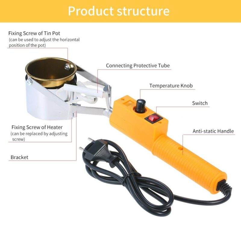 Portable Titanium Alloy Tin Furnace Temperature Adjustable Tin Soldering Pot High Power Tin Melting Furnace Small Tin Dipping Furnace for Household and Electricians SWDT98-C 380W  |   Cutting Tools Cutting Tools Cutting Tools