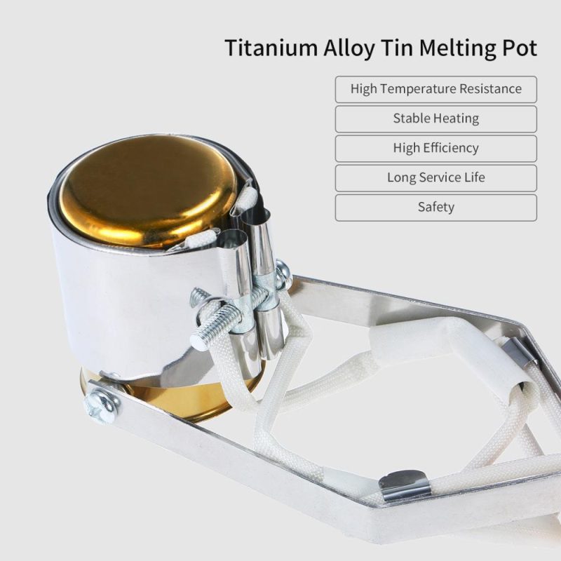 Portable Titanium Alloy Tin Furnace Temperature Adjustable Tin Soldering Pot High Power Tin Melting Furnace Small Tin Dipping Furnace for Household and Electricians SWDT98-C 380W  |   Cutting Tools Cutting Tools Cutting Tools