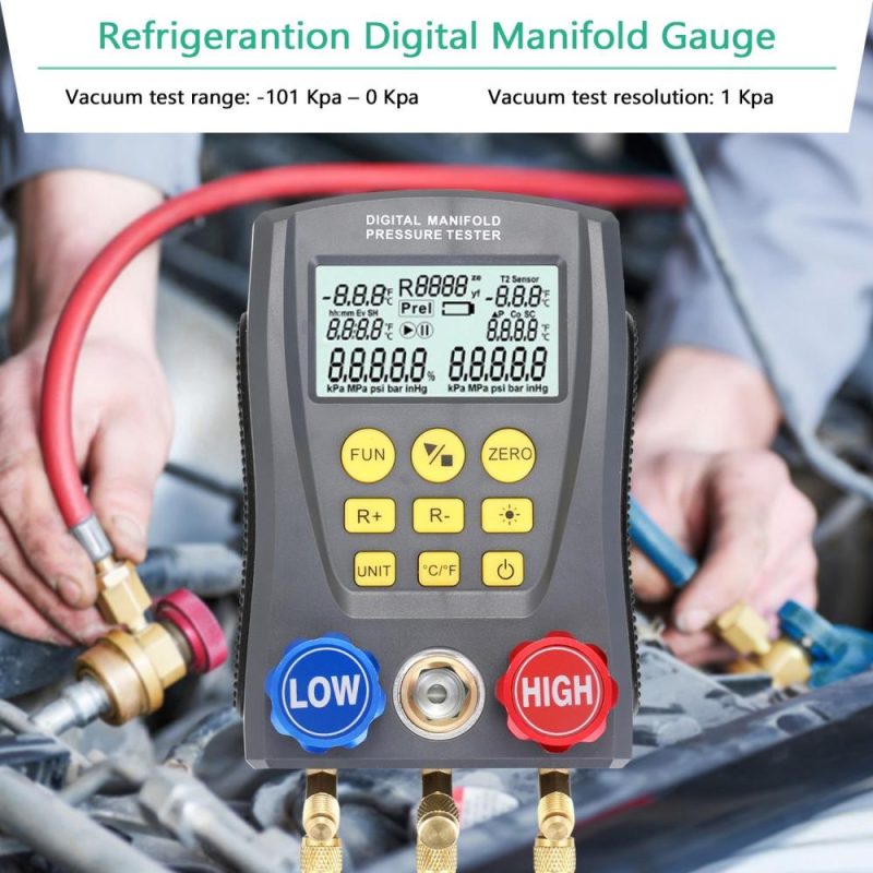 Pressure Gauge Refrigeration Digital Vacuum Pressure Manifold Tester Meter HVAC Temperature Tester Digital Manifold Gauge Meter HVAC Vacuum Pressure  |   Electrical Measuring Tools Electrical Measuring Tools Electrical Measuring Tools